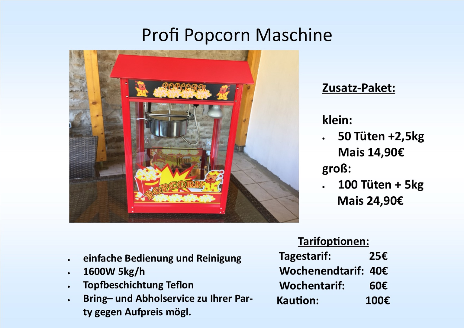 Originale rote Profi-Popcornmaschine